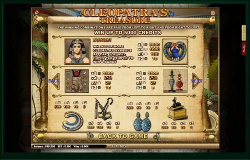 trò chơi Cleopatra Treasure Slot ở nhà cái Happyluke casino online