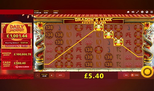 Game casino Dragon's Luck Power Reels slot game HappyLuke